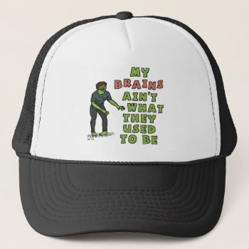 Funny Zombie Brains Old Age Trucker Hat by HaHaHolidays at Zazzle