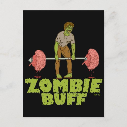 Funny Zombie Buff Weight Lifter Holiday Postcard