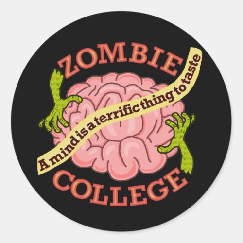 Funny Zombie College Logo Classic Round Sticker