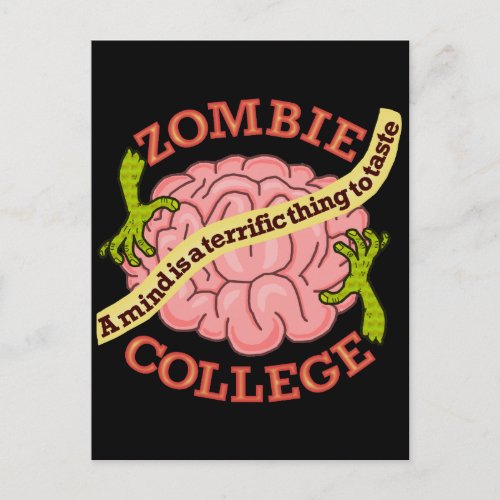 Funny Zombie College Logo Holiday Postcard