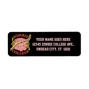 Funny Zombie College Logo Label