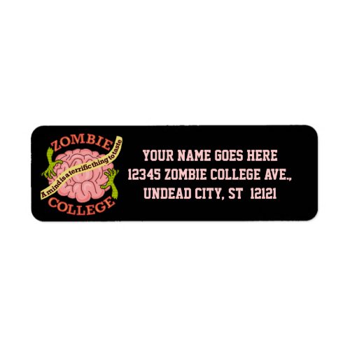 Funny Zombie College Logo Label
