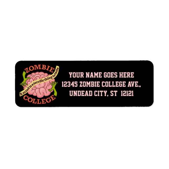 Funny Zombie College Logo Label (Front)