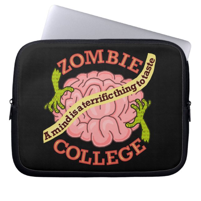 Funny Zombie College Logo Laptop Sleeve (Front)