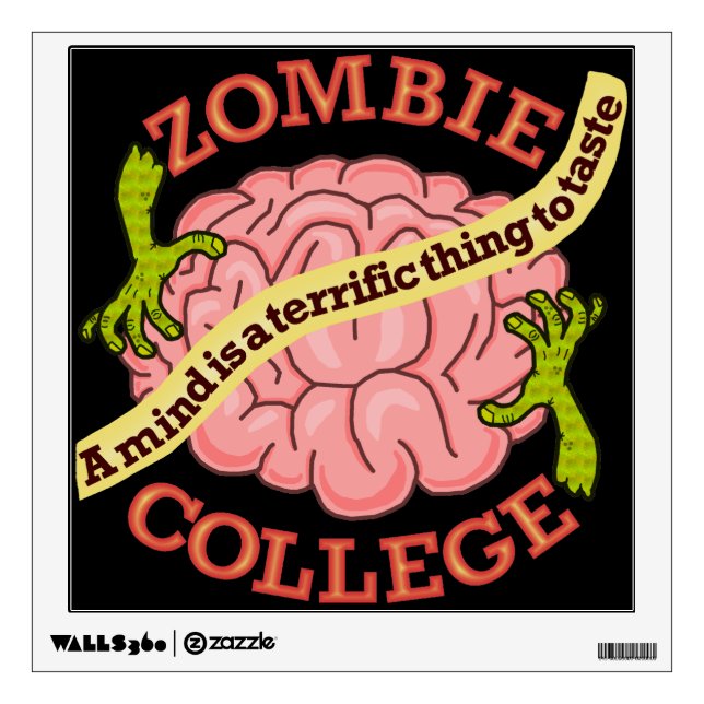 Funny Zombie College Logo Wall Sticker (Front)