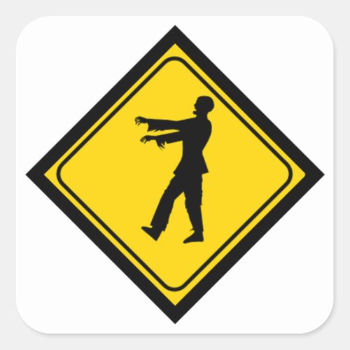 Funny Zombie Crossing Sign Square Sticker
