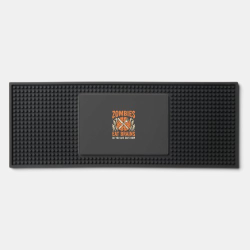 Funny Zombie Eat Brains Halloween Vector Design Bar Mat
