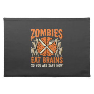 Funny Zombie Eat Brains Halloween Vector Design Cloth Placemat