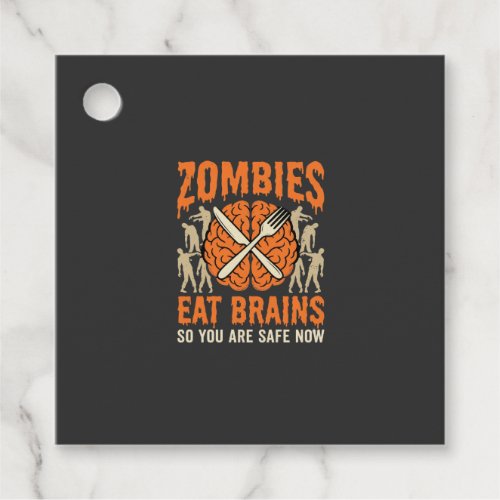 Funny Zombie Eat Brains Halloween Vector Design Favor Tags