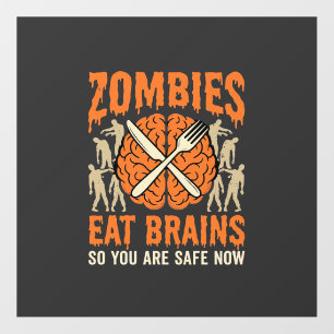 Funny Zombie Eat Brains Halloween Vector Design Floor Decals