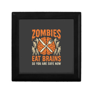 Funny Zombie Eat Brains Halloween Vector Design Gift Box