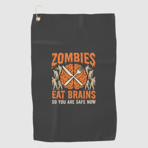 Funny Zombie Eat Brains Halloween Vector Design Golf Towel