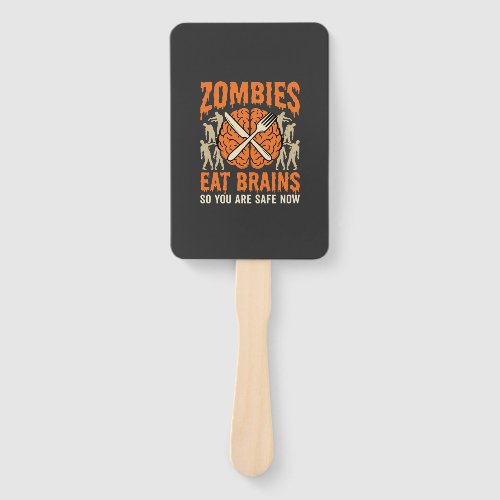Funny Zombie Eat Brains Halloween Vector Design Hand Fan