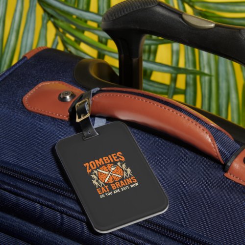 Funny Zombie Eat Brains Halloween Vector Design Luggage Tag