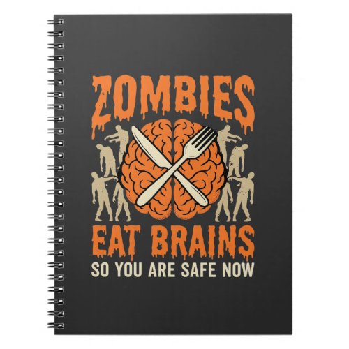 Funny Zombie Eat Brains Halloween Vector Design Notebook