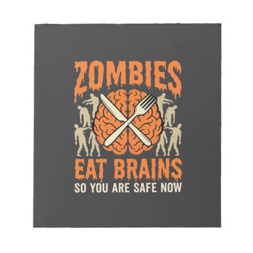Funny Zombie Eat Brains Halloween Vector Design Notepad