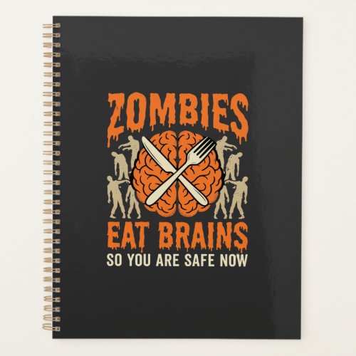 Funny Zombie Eat Brains Halloween Vector Design Planner