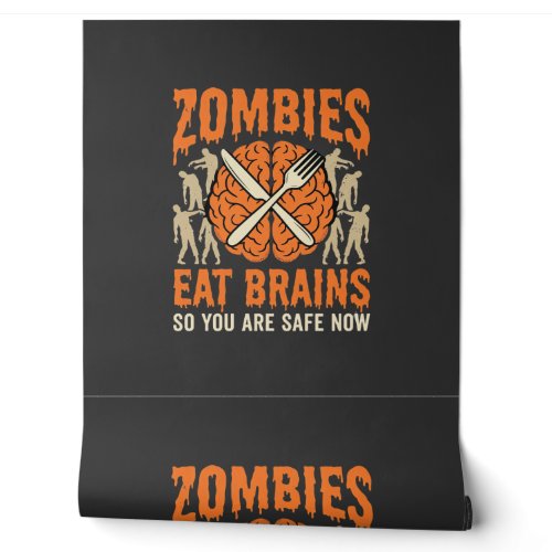 Funny Zombie Eat Brains Halloween Vector Design Wallpaper