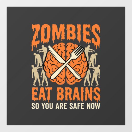 Funny Zombie Eat Brains Halloween Vector Design Window Cling