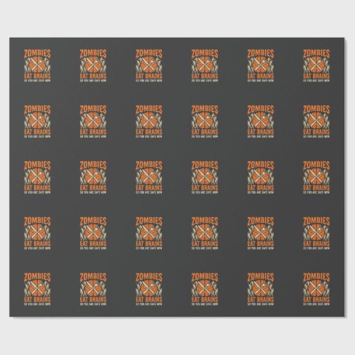 Funny Zombie Eat Brains Halloween Vector Design Wrapping Paper