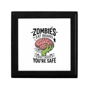 Funny Zombie Eat Brains You’re Safe Halloween Desi Gift Box