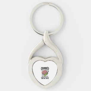 Funny Zombie Eat Brains You’re Safe Halloween Desi Keychain