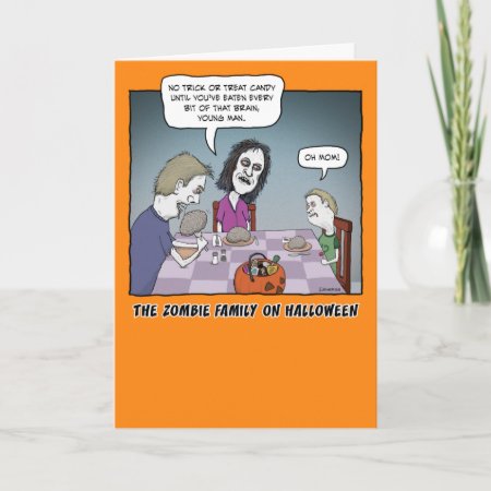 Funny Zombie Family Dinner Halloween Card