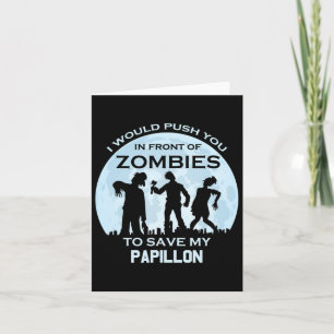 Funny Zombie Halloween Pet Papillon Card