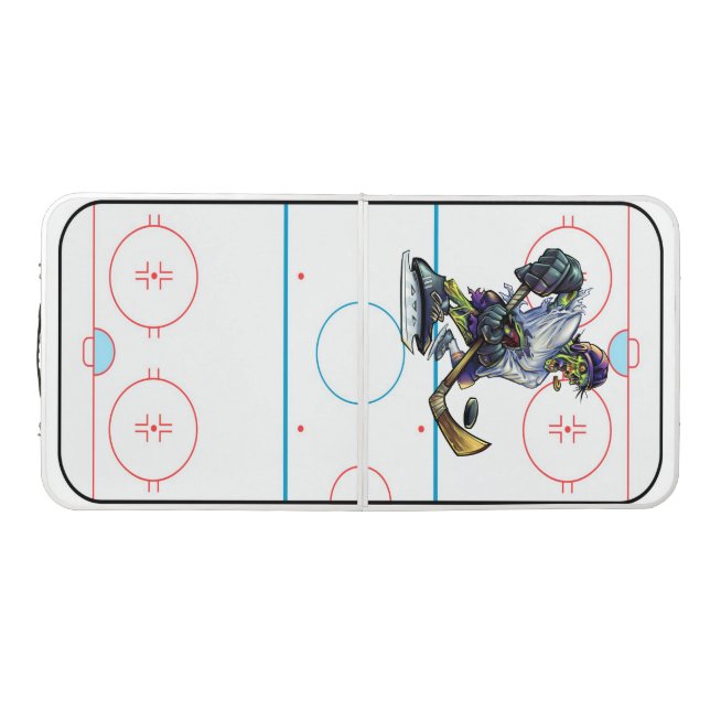 Funny Zombie Hockey Player Playing Defense Beer Pong Table (Top)