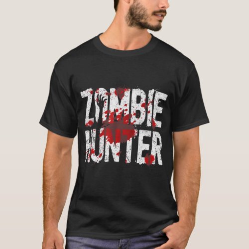 Funny Zombie Hunter Halloween Costume Blood Splatt T_Shirt