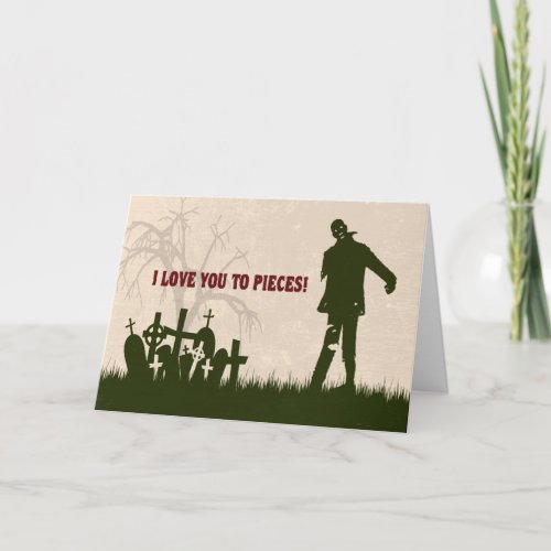 Funny Zombie in Cemetery Valentines Day Card