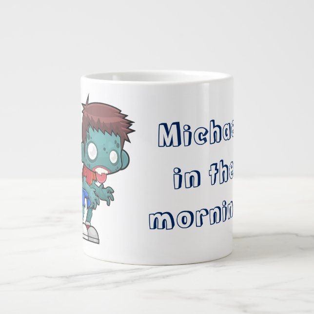 Funny Zombie Man in The Morning Large Coffee Mug (Front)