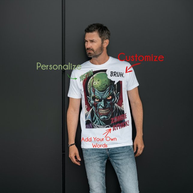 Funny Zombie Personalized Name Tee Cool Comic book (Creator Uploaded)
