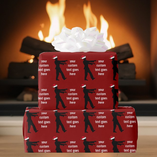 Funny Zombie Santa Custom Red Christmas Wrapping Paper (Creator Uploaded)