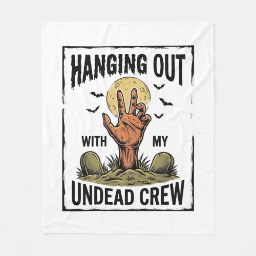 Funny Zombie Shirt for Horror Fans Vintage Undead  Fleece Blanket