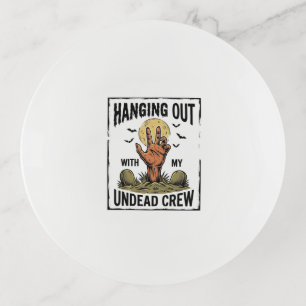 Funny Zombie Shirt for Horror Fans Vintage Undead Trinket Tray