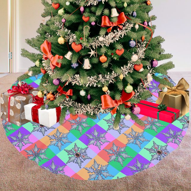 Funny Zombie Snowflake Christmas Pop Art Brushed Polyester Tree Skirt (One Bad Snowflake Pop Art Tree Skirt)