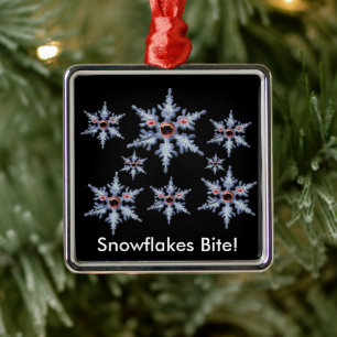 Funny Zombie Snowflake Christmas Snowflakes Bite Metal Ornament
