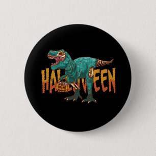 Funny Zombie T Rex - Halloween Costume Button