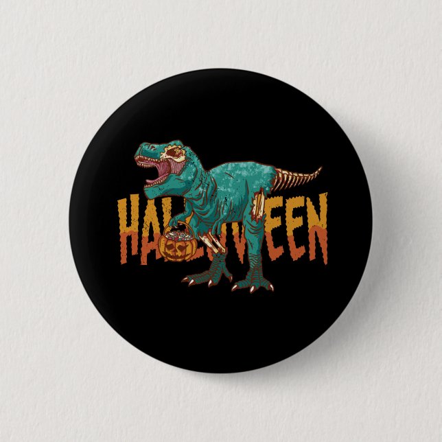 Funny Zombie T Rex - Halloween Costume Button (Front)