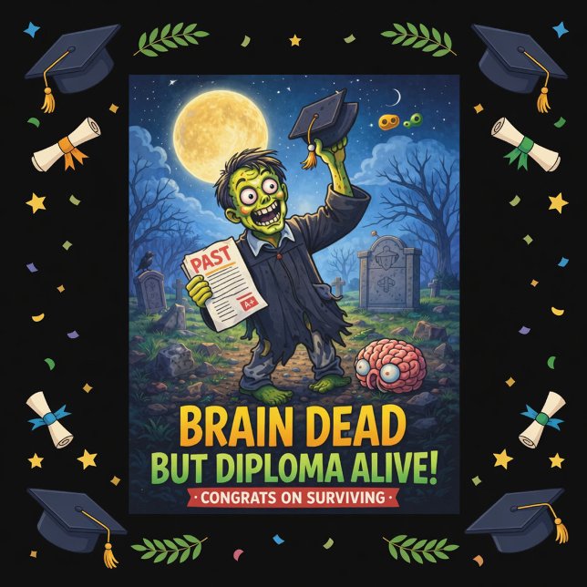 Funny Zombie‑Themed Graduation Design Holiday Card (Creator Uploaded)