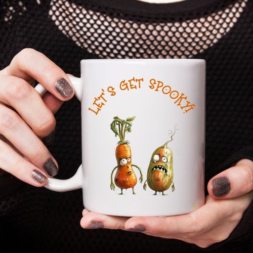 Funny zombie vegetables Halloween  Two_Tone Coffee Mug