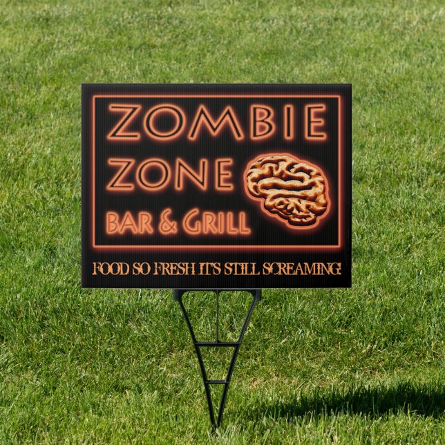 Funny Zombie Zone Halloween Sign (Insitu)