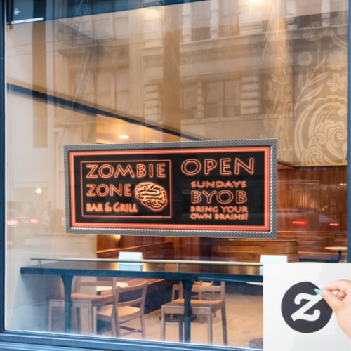 Funny Zombie Zone Halloween Window Cling