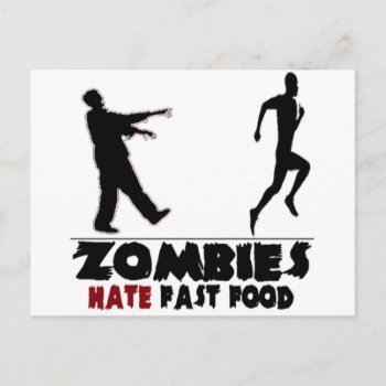 Funny Zombies Fast Food Postcard by slackerteesdotnet at Zazzle