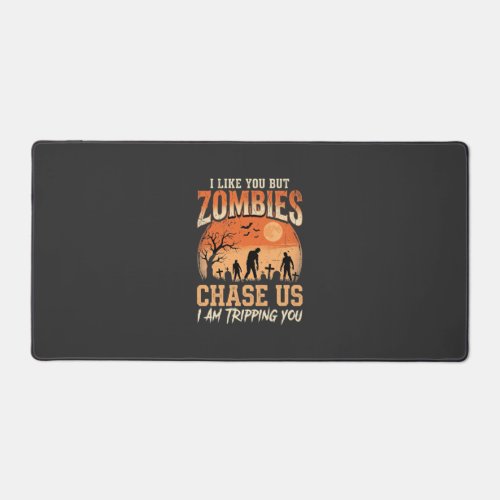 Funny Zombies Halloween Chase Us Design Desk Mat