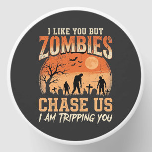 Funny Zombies Halloween Chase Us Design Mini Candle Favors