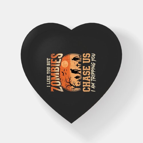 Funny Zombies Halloween Chase Us Design Paperweight
