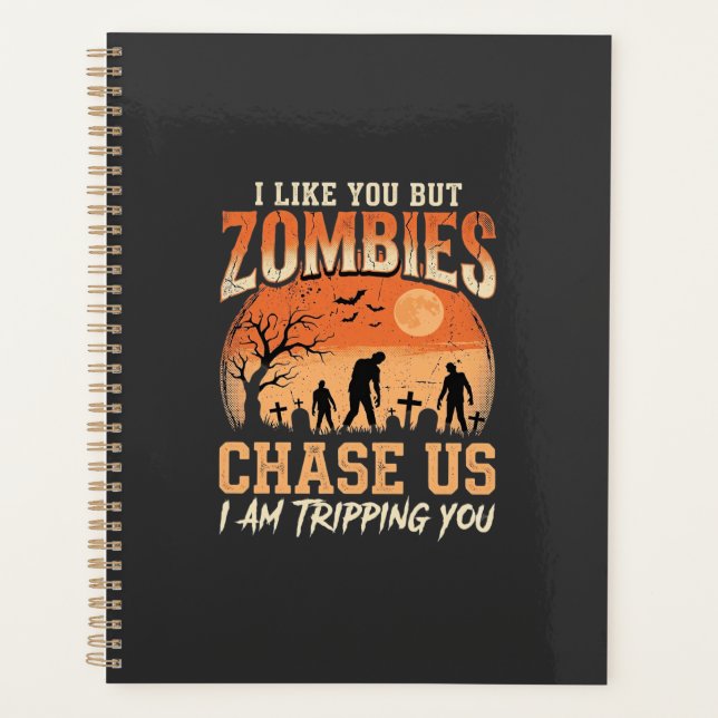 Funny Zombies Halloween Chase Us Design Planner (Front)
