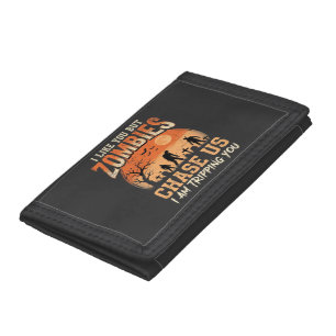 Funny Zombies Halloween Chase Us Design Tri-fold Wallet